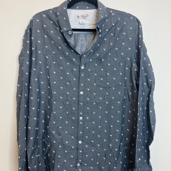 Original Penguin Men's Gray Patterned Button Down Shirt - Picture 1 of 7